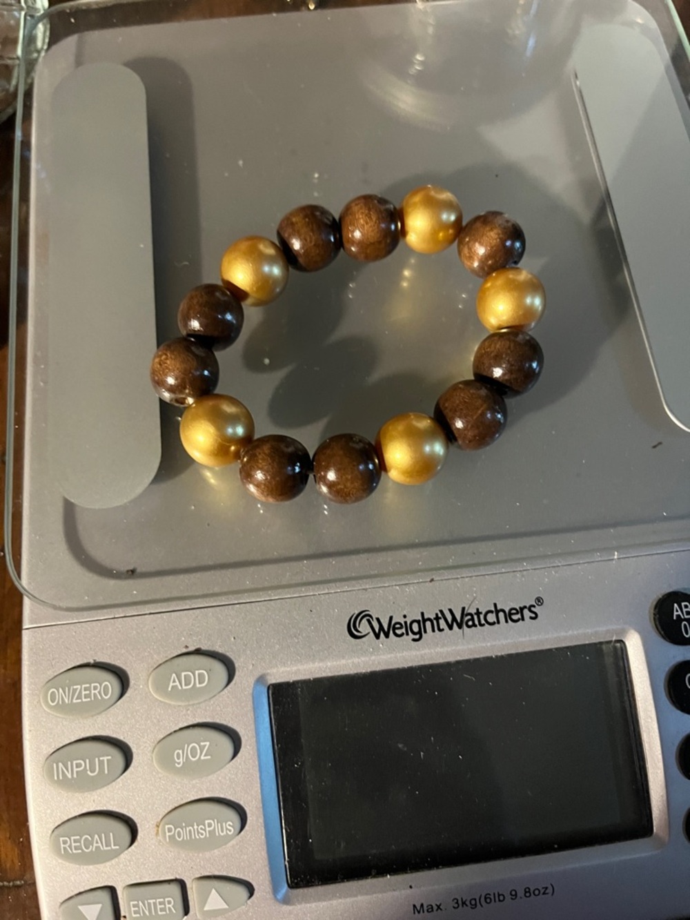 Gold and Brown Beaded Stretch Braceletp 1516
